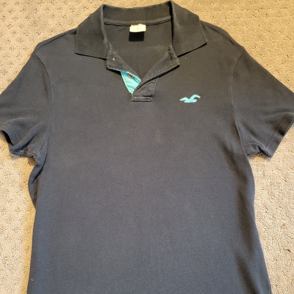 Men's Navy Hollister Polo Shirt - Size Small